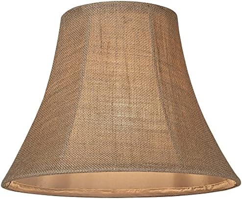 Sombra de lâmpada de campainha média de turlap natural 7 Top x 14 inferior x 10,5 Alta substituição por harpa e finial - Springcrest