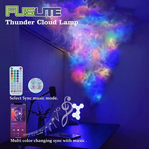 Fuslite 2023 Nova Luz da nuvem, 3D ThunderCloud LED Light Cotton Lightning Cloud Colorfropide Atmosphere Night Light, Luz de Diy Creative Cloud Lights Gaming Room Garage Club DJ Festa Luz, 32 pés