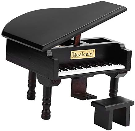 Caixa de música heepdd piano de piano, caixa de música de manivela de mão Caixa de música de madeira com pequenos presentes de fezes