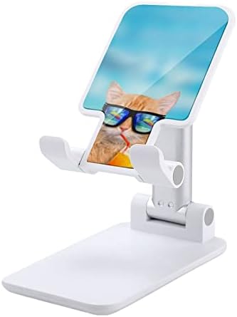 Gato usando óculos de sol Stand ajustável para comprimidos portáteis dobráveis ​​para o escritório de viagens de viagens