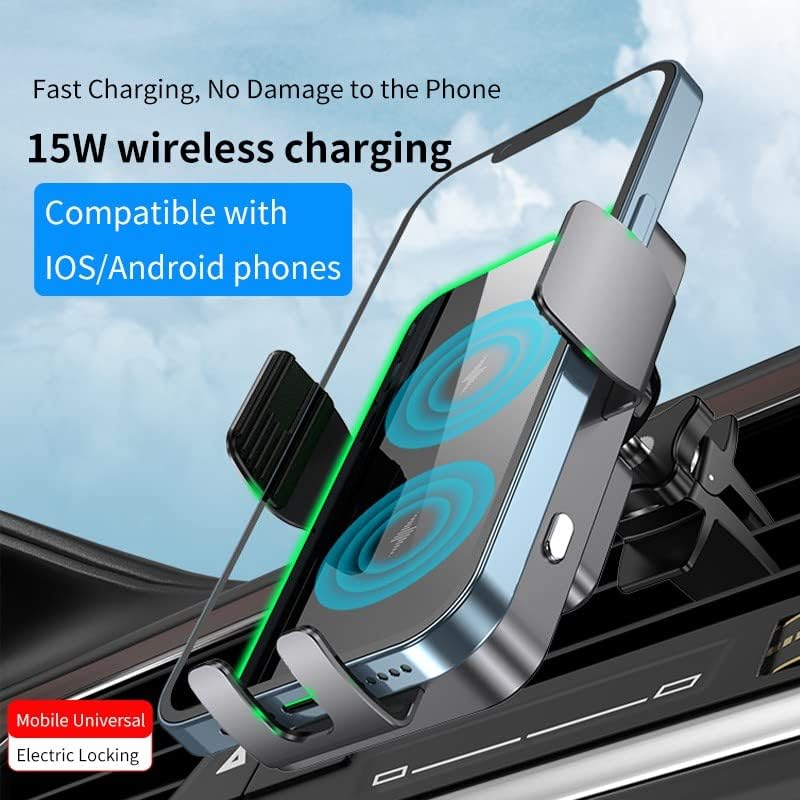 Yasekin 15W Dual Bobil Car Heller Automático Fast Wireless Charger Titular Montagem de carro para iPhone Adaptar ao telefone Samsung Android dobrável