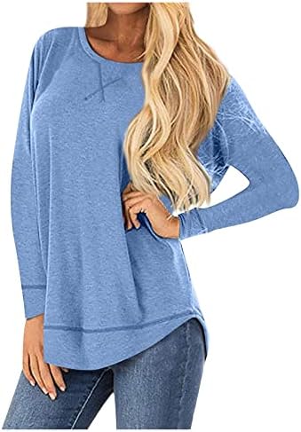 Suéter feminino lmzaren plus size suéter casual de moda sólida redonda de pescoço t camisetas outono e moletons de inverno soltos 2022 tops