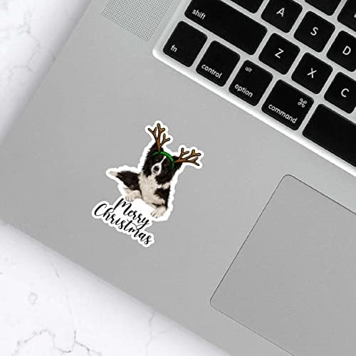 Weof você um adesivo de Feliz Natal, etiqueta de capa com temas de Natal Cão de Natal Bulldog Dog Art Round Stickers de 40,