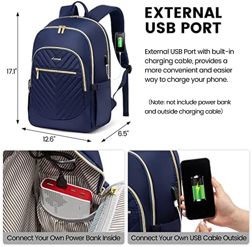 Mochila de laptop LoveVook para homens homens, bolsa de laptop de trabalho de viagem resistente à água com porta USB, bolsa de mochila