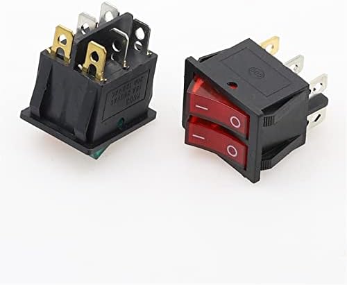 ZTHOME 1PCS Double Rocker Switch DPST 6 PIN ON-OFF COM VERDE + LIMPA RED RED 20A 125VAC CHANCHING