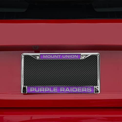 NCAA RICO INDUSTRIES A LASER CUTO CORTE INLAID PROCTADO DE PLACA DE CROMO DE CROMO, MOUNT UNION PURPLE RAIDERS, 6 x 12,25 polegadas