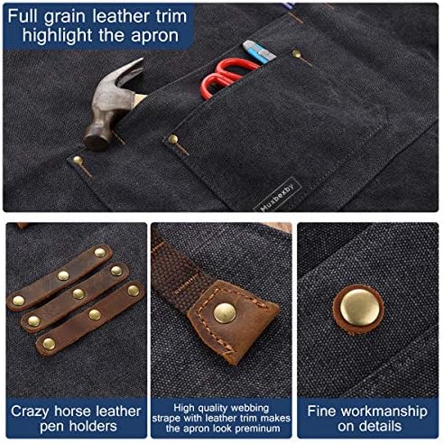 Avental de lona de trabalho pesado com bolso para conter diferentes ferramentas, o avental de volta masculino e feminino