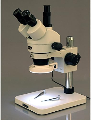 AMSCOPE SM-1TS-144S-3M Microscópio de zoom estéreo profissional digital profissional, oculares WH10X, ampliação de 7x-45x,