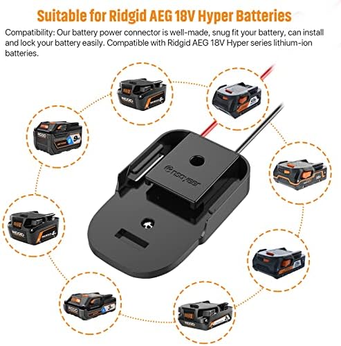 Adaptador de roda elétrica com fusível e interruptor, adaptador de bateria seguro para a bateria de hiper lítio Ridgid AEG 18V, com