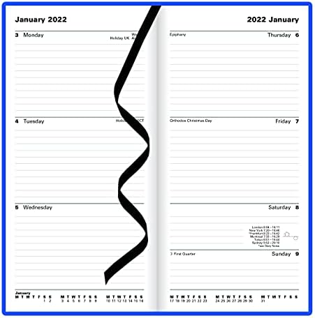 Letts principal planejador semanal, 12 meses, janeiro a dezembro de 2022, semana a vista, 6,625 x 3,25, azul