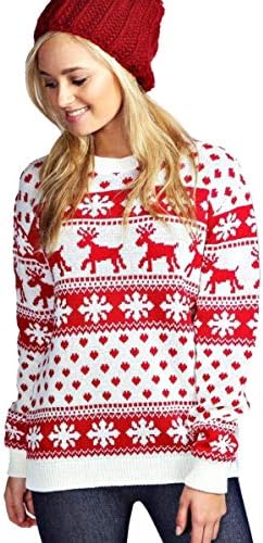 Naz Fashion Ladies Manga longa Natal Xmas unissex Sweater Retro Novelty Jumpers vintage Sweatshirts US 4-22