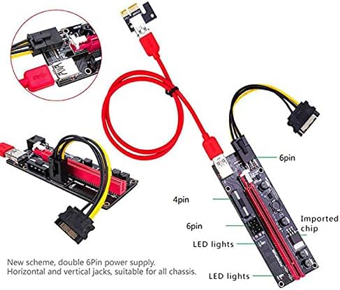 Connectores Conjunto de 4 peças USB 3.0 PCI-E RISER VER 009S Express 1x 4x 8x 16x Extender Riser Card SATA 15pin a 6 pino Cabo