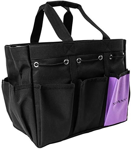 Bolsa de beleza Shany e bolsa de organizador de maquiagem-Tote de viagem de dois tons com 2 alças e 8 bolsos externos-tela preta