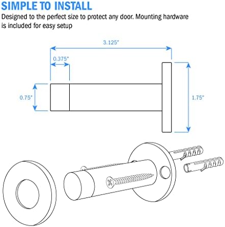 NUK3Y Modern Square Wall Door Stop ou Couling Hook, 2 pacote