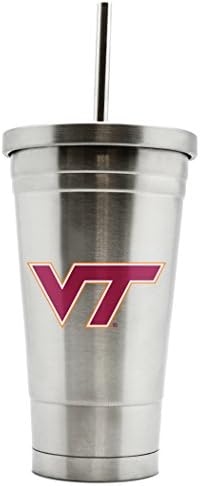 NCAA Virginia Tech Hokies 17oz Tmovo de aço inoxidável de parede dupla com palha