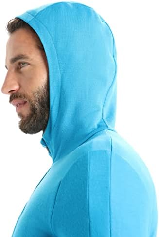 Icebreaker Merino Men's Quantum III Manga longa Lã Athletic Zip Up Hoodie, Geo Blue/Royal Navy, Pequeno