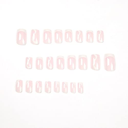 SITTER 24 PCS French False unhas Pressione brilhante em unhas de unhas médias cola em unhas para mulheres garotas pregos