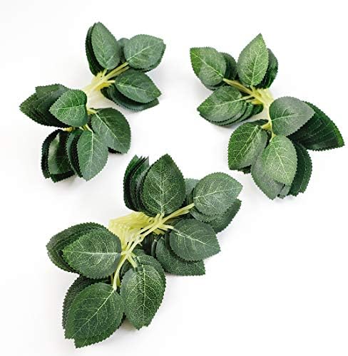 Folhas verdes artificiais de Floroom 35pcs Greante de seda a granel Folhas de flores de rosa falsas para buquês de casamento