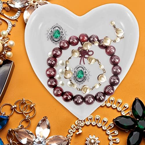Bandeja decorativa de zerodeko bandeja de bugigangas jóias de jóias de jóias de jóias em forma de coração prato de jóias prato de bugiganga