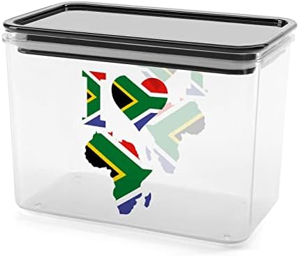 Eu amo a África do Sul Flag plástico caixa de armazenamento recipientes de armazenamento de alimentos com tampas de arroz balde selado para organização de cozinha