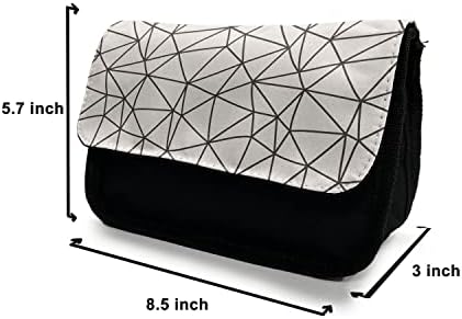 Caixa de lápis geométrica lunarável, linhas conectadas abstrato, bolsa de lápis de caneta com zíper duplo, 8,5 x 5,5, casca de ovo escuro