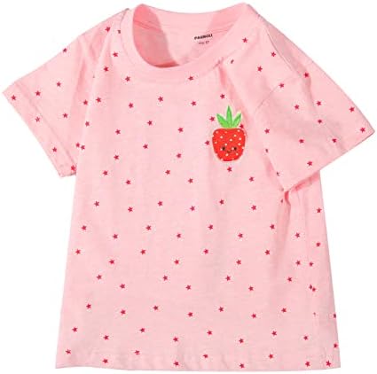 Bouclede Toddler Girls Cotton T-shirt Graphic Baby Manga curta Crewneck Camisetas Tops de verão suaves