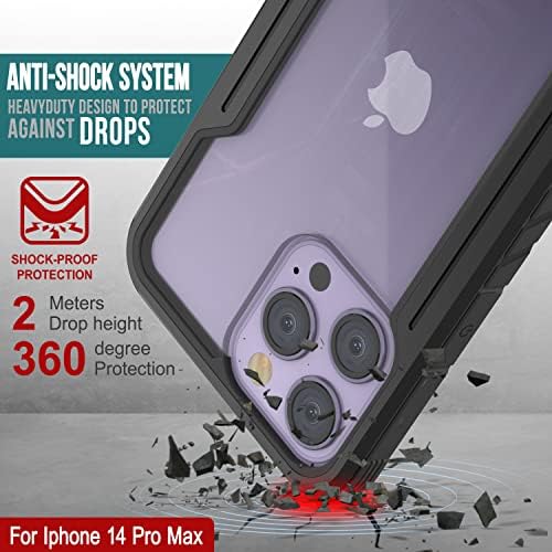 Punkcase projetado para iPhone 14 Pro Max [Armour Stealth Series] Cobertura militar protetora com moldura de alumínio