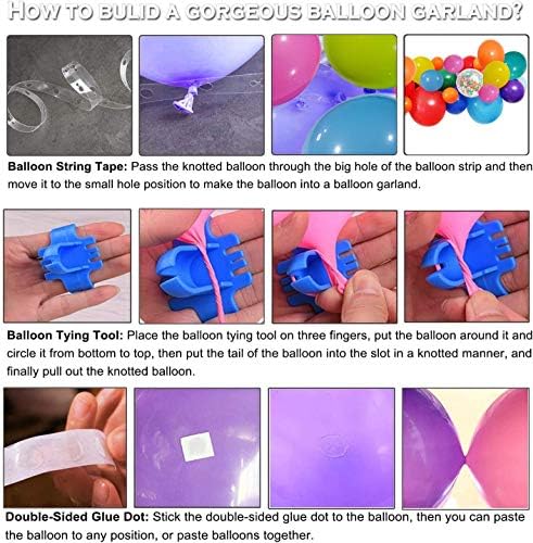 Rainbow Party Balloons Garland Kit, 114 pacote de pacote variado Balão de Balão de Latex multicolor