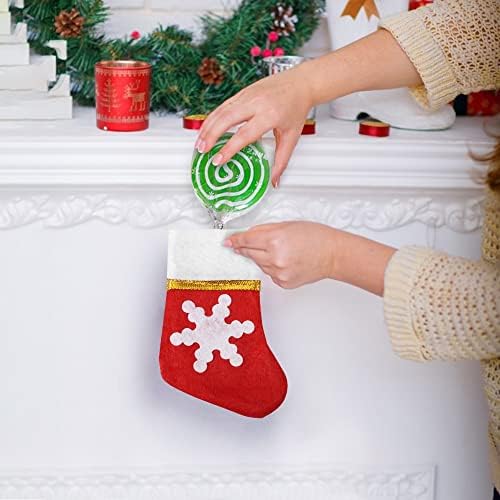 Lucyphy 24 pacote de Natal Mini meias portadores de mesa de mesa Decorações de meias de Natal Bolsa de doces de bolsa para festas para a árvore da árvore da árvore da árvore da árvore da casa dos enfeites