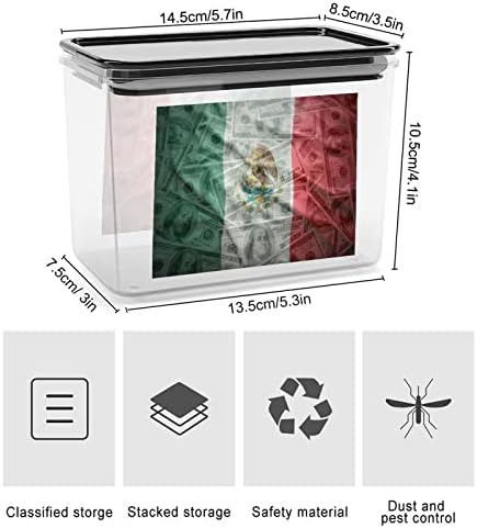 Bandeira mexicana em contêiner de armazenamento de alimentos em dólares