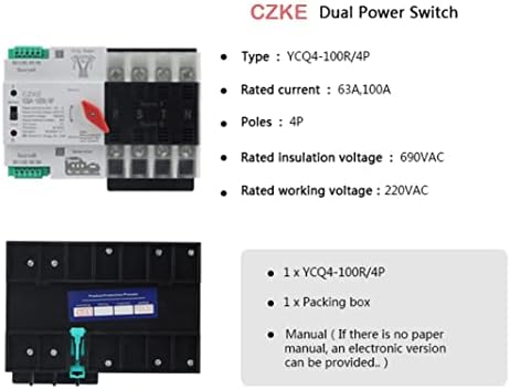 Uncaso YCQ4-100R/4P 50/60Hz Dual Power Automatic Transfer Switch 63A 100A Chave de transferência de energia doméstica