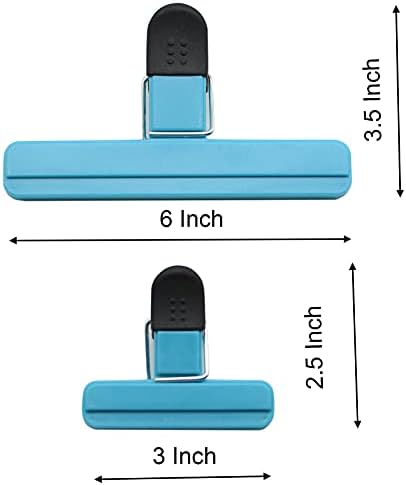 12 PCs Clipes grandes com uma caixa, 8 PCs de 3 polegadas de largura e 4 PCs de 6 polegadas de largura de clipes de bolsas, clipes de comida