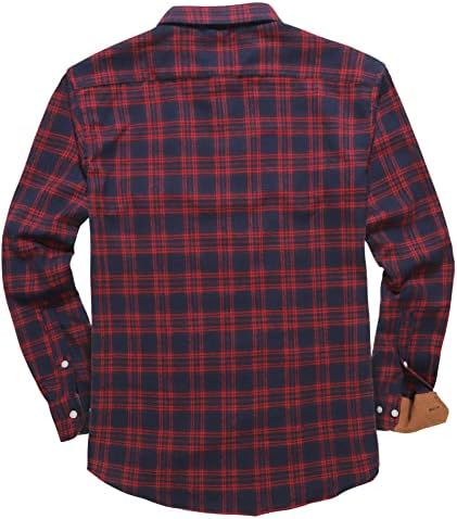 Camisa xadrez de flanela de Zity para homens de manga comprida