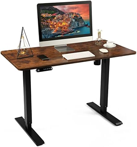 Desk de Farexon Electric, 59 x 24 polegadas de altura ajustável Stand Up Desk com 2 portas USB e 3 tomadas de energia e 4 rodízios