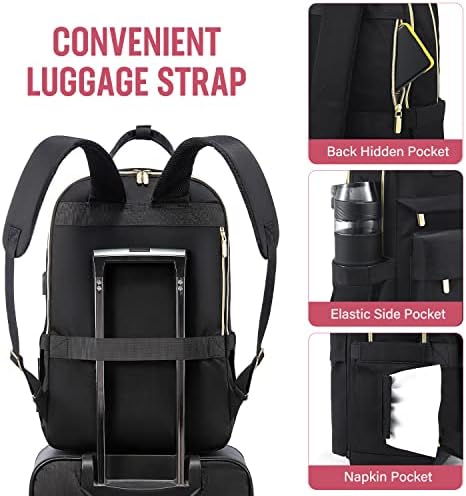 Backpack de laptop LoveVook para mulheres, bolsa de laptop de 17,3 polegadas com mochilas à prova d'água port moda USB Professor enfermeiro