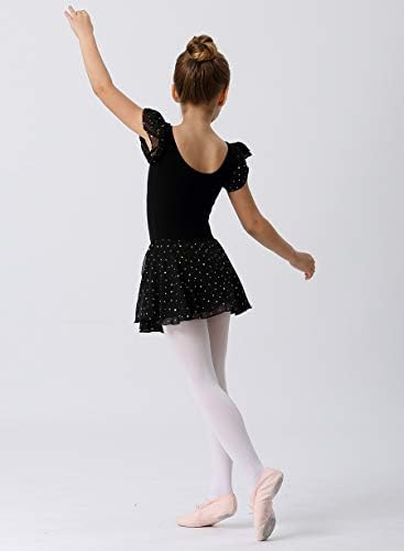 Mdnmd Ballet Letard Petal Sleeve Glitter Tutu Skirt Dance Dress for Girls Conedler
