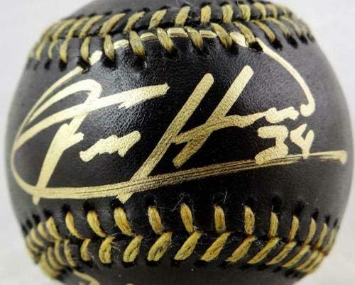 Felix Hernandez assinou o Black Rawlings OML Baseball W/PG 8.15.12 -JSA W Auth *Gold - Bolalls autografados