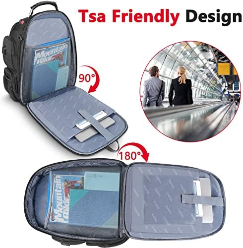 Mochila de laptop de viagem, grandes mochilas expansíveis com porto de carregamento USB, Anti -Roubt College School Bookbag Airline