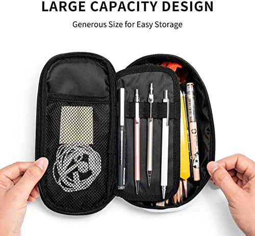 Aseelo Houndstooth Black Let Case Big Capacle Pen bolsa, grande bolsa de caneta de armazenamento Durável 3 compartimento
