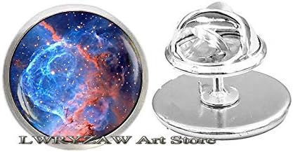 Blue Space Sunrise Pin, pino de nebulosa, pino de galáxia, broche de galáxia, jóias do universo, broche de espaço, m74