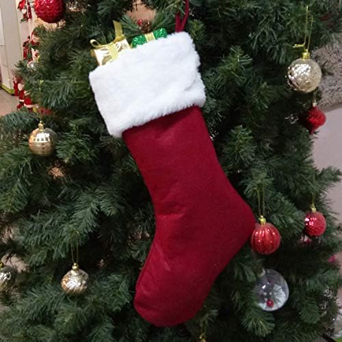 4 Pacote de meias de Natal grande, 18 polegadas de rena clássica de meias de manguito, decorações clássicas grandes de meia
