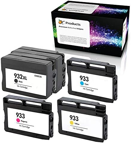 OCPRODUCTS Substituição do cartucho de tinta reabastecida 5 pacote para HP 932XL 933 HP OfficeJet 6100 6600 6700 7110 7610 7612