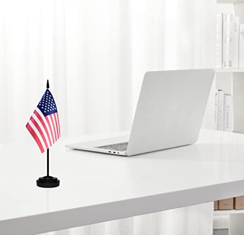 Conjunto de bandeira da mesa dos EUA, 2 pacote de tabela americana bandeiras de escritório, bandeira pequena mini desktop com poste