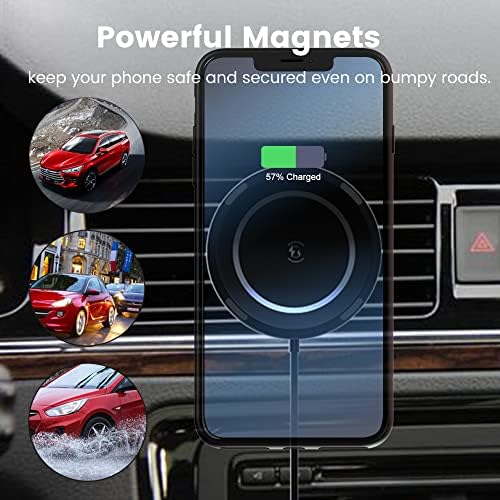 Montagem magnética de ventilação do carregador de carro sem fio para iPhone 14/14 Pro Max/14 Pro/14Plus/13/13 Pro/13