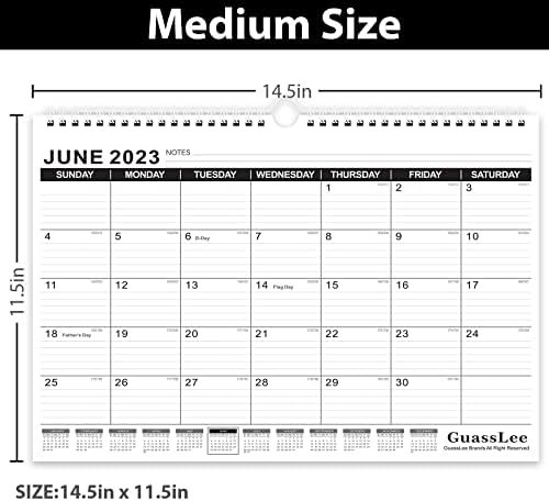 Calendário da parede 2023-2024: Calendário mensal de junho de 2023 a dezembro de 2024, 14,5 x 11 polegadas calendário com encadernação