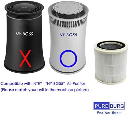 Filtro HEPA de reposição de 1 pacote Pureburg compatível com o purificador de ar intenda NY-BG55