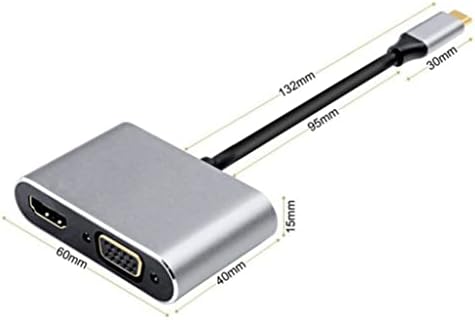 FDBV USB C para HDMI VGA Adaptador, tipo C a VGA para USB C 3.0 para adaptador de monitor duplo