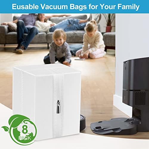 8 Sacos de vácuo reutilizáveis ​​de embalagem compatíveis com a série Roomba Vacuum i S J, bolsas de lixo de poeira