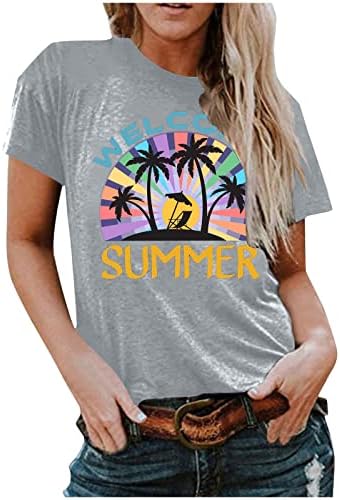 Camisas de praia do sol do sol da mulher Tamarda de praia Férias engraçada de verão Hawaiian Manga curta Crewneck Tee