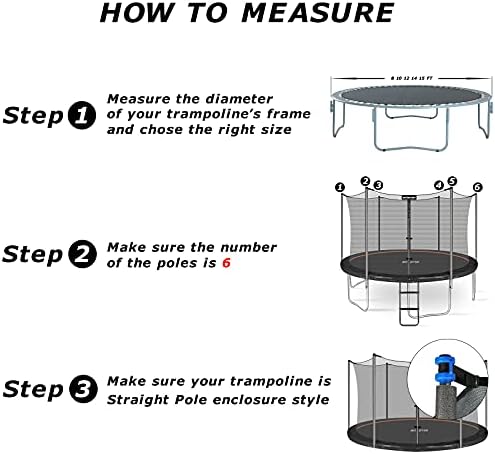 Zoomster Substituição do gabinete da rede de segurança do trampolim para trampolins redondos, respirável e resistente ao clima substituto da rede de trampolim com tiras ajustáveis